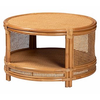 bali & pari Louis Natural Rattan Coffee Table with Open Shelf
