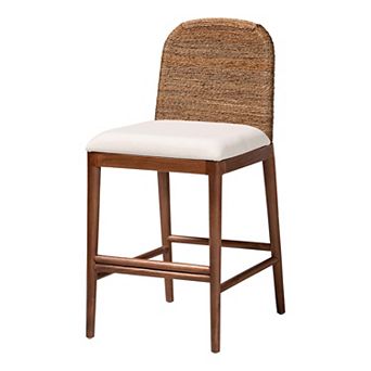 bali & pari Nadim Seagrass Counter Stool with Upholstered Seat