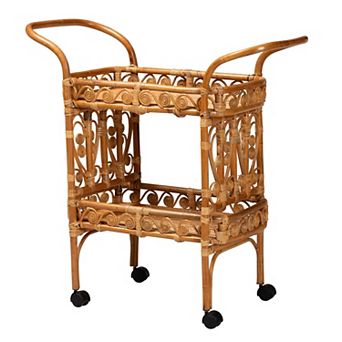 bali & pari Diwata Natural Rattan Rolling Kitchen Cart