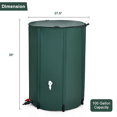 100 Gallon Foldable Portable Rain Barrel Water Collector with Spigot and Filter