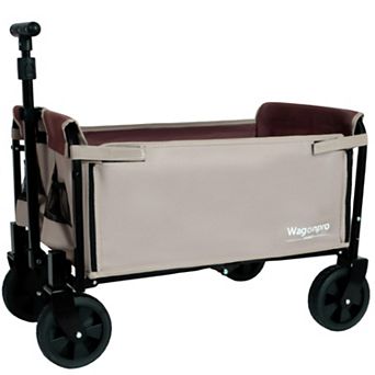 WOW PIONEER Convertible Folding Camping Wagon Cart with Bench Seat and Storage Compartment