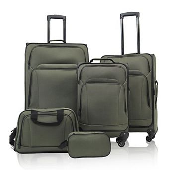 WOW PIONEER Softshell Expandable 5 pc Luggage Set with Duffel Bag Lightweight Travel Suitcases