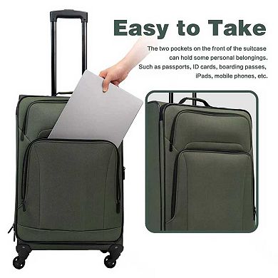 WOW PIONEER Softshell Expandable 5 Piece Luggage Set with Duffel Bag Lightweight Travel Suitcases
