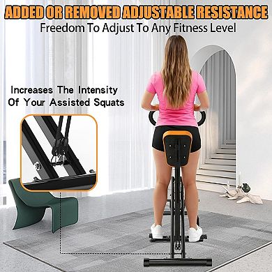 WOW PIONEER Foldable Squat Machine with Resistance Bands for Home Gym Fitness