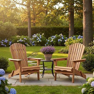 WOW PIONEER Solid Wood Folding Patio Chairs Set of 2 with Pre-Assembled Backrest