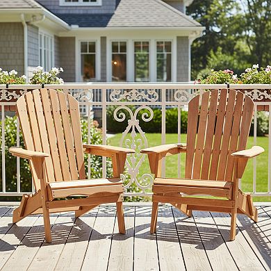 WOW PIONEER Solid Wood Folding Patio Chairs Set of 2 with Pre-Assembled Backrest