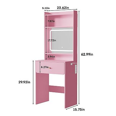 Makeup Vanity Desk Set, Vanity Table 3-Light Mirror + Charging Station for Small Space Bedroom