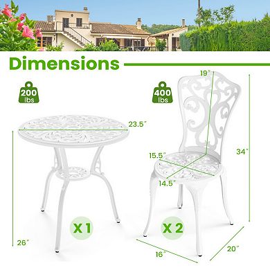 Clihome 3-Piece All-Weather Cast Aluminum Bistro Set with Umbrella Hole
