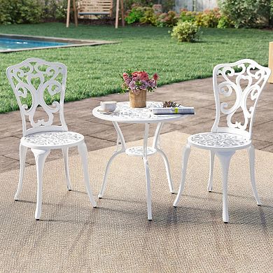 Clihome 3-Piece All-Weather Cast Aluminum Bistro Set with Umbrella Hole