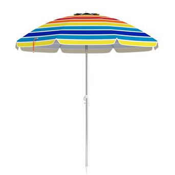 Clihome 6.5ft Beach Umbrella with Tilt, Sand Anchor & Carry Bag UPF50+