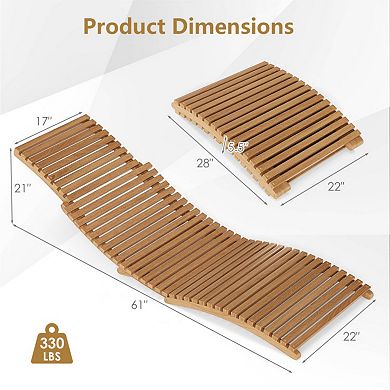 Clihome Teak Wood Patio Folding Chaise Lounge Chair with Slatted Seat