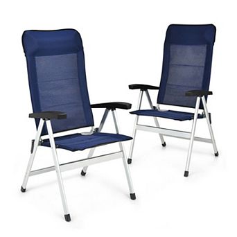 2 pc Patio Dining Chair with 7-Level Adjustable Recliner & Headrest