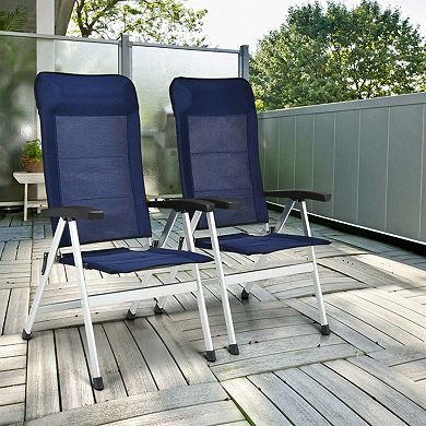 2 Pieces Patio Dining Chair with 7-Level Adjustable Recliner & Headrest