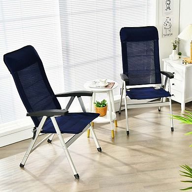 2 Pieces Patio Dining Chair with 7-Level Adjustable Recliner & Headrest