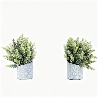 L Shaped Bookends With Eucalyptus and Concrete Pot