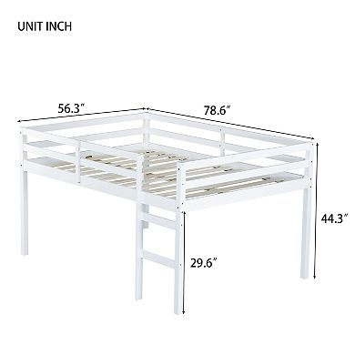 Sailvan Full Rubber Wood Loft Bed with Ladder
