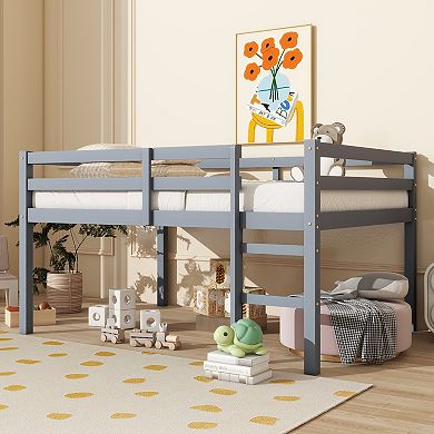 Sailvan Full Rubber Wood Loft Bed with Ladder