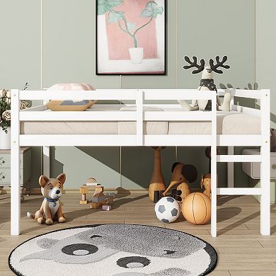 Sailvan Full Rubber Wood Loft Bed with Ladder