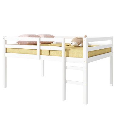 Sailvan Full Rubber Wood Loft Bed with Ladder
