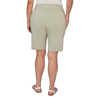 Hearts of Palm Plus Size Bloom Service Solid Tech Stretch Bermuda Shorts