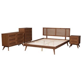 Baxton Studio Nura 4 pc Bedroom Set with Storage Drawers