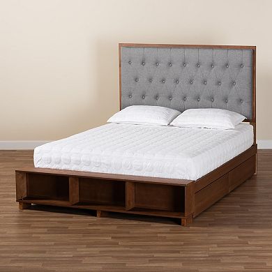 Baxton Studio Jalie Platform Storage King Bed with Upholstered Headboard