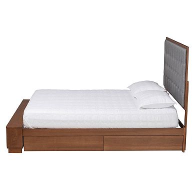 Baxton Studio Jalie Platform Storage King Bed with Upholstered Headboard