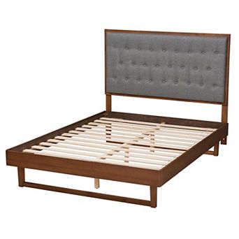 Baxton Studio Bryn Upholstered Platform King Bed with Tufted Headboard