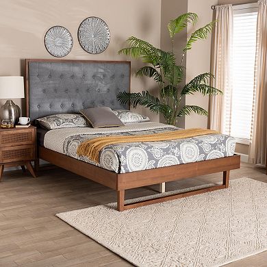 Baxton Studio Bryn Upholstered Platform King Bed with Tufted Headboard
