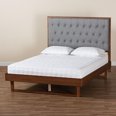 Baxton Studio Bryn Upholstered Platform King Bed with Tufted Headboard