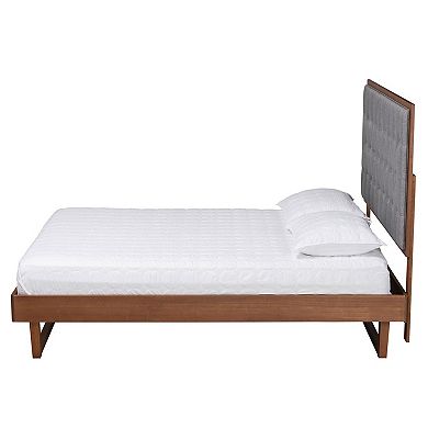 Baxton Studio Bryn Upholstered Platform King Bed with Tufted Headboard