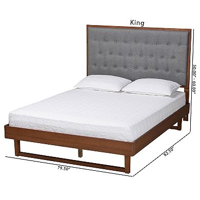 Baxton Studio Bryn Upholstered Platform King Bed with Tufted Headboard
