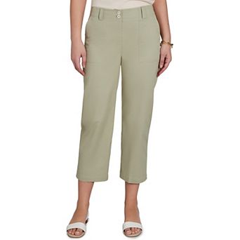 Hearts of Palm Women's Bloom Service Solid Fine Twill Front Pocket Cropped Pant