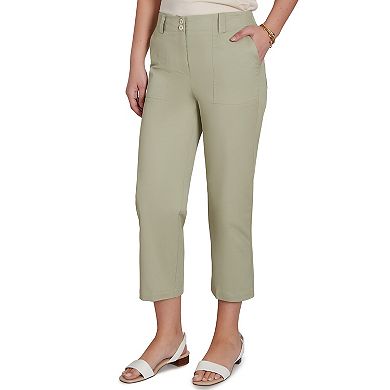 Hearts of Palm Women's Bloom Service Solid Fine Twill Front Pocket Cropped Pant