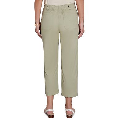 Hearts of Palm Women's Bloom Service Solid Fine Twill Front Pocket Cropped Pant