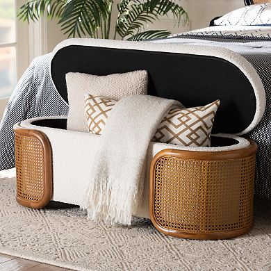 Baxton Studio Basira Upholstered Storage Bench