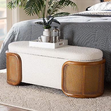 Baxton Studio Basira Upholstered Storage Bench