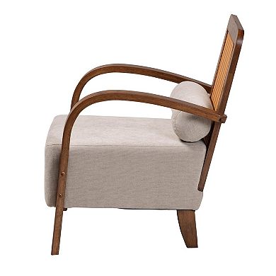 Baxton Studio Sage Chair with Upholstered Seat and Cane Back