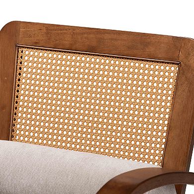 Baxton Studio Sage Chair with Upholstered Seat and Cane Back