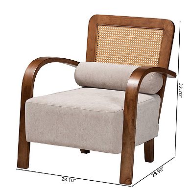 Baxton Studio Sage Chair with Upholstered Seat and Cane Back