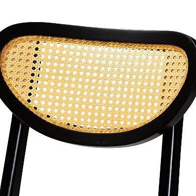 Baxton Studio Hesper Cane Back and Wood Seat Counter Stool 2-Piece Set