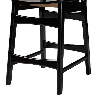 Baxton Studio Hesper Cane Back and Wood Seat Counter Stool 2-Piece Set
