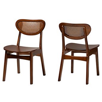 Baxton Studio Hesper Dining Chairs with Cane Back Design 2 pc Set
