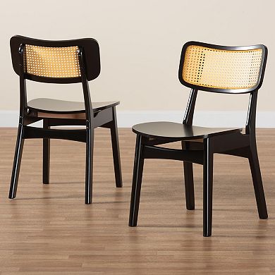 Baxton Studio Tafari Cane-Back Dining Chair 2-Piece Set