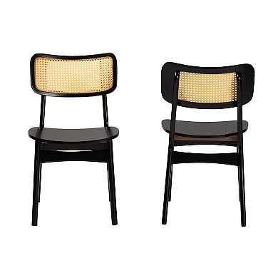 Baxton Studio Tafari Cane-Back Dining Chair 2-Piece Set