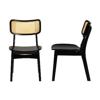 Baxton Studio Tafari Cane-Back Dining Chair 2-Piece Set