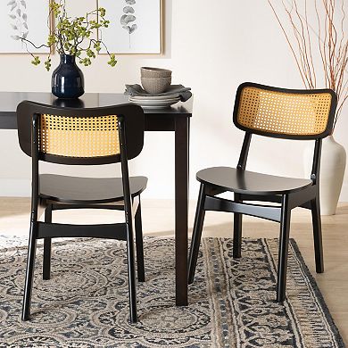 Baxton Studio Tafari Cane-Back Dining Chair 2-Piece Set