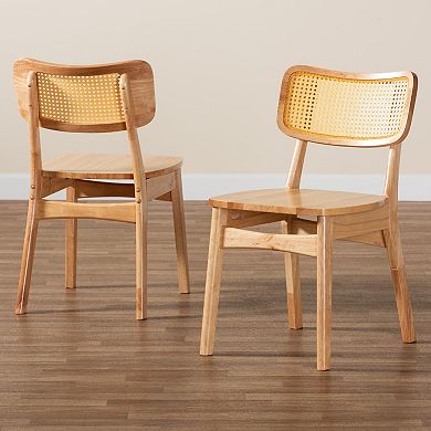 Baxton Studio Tadeo Natural Wood Dining Chair 2-Piece Set