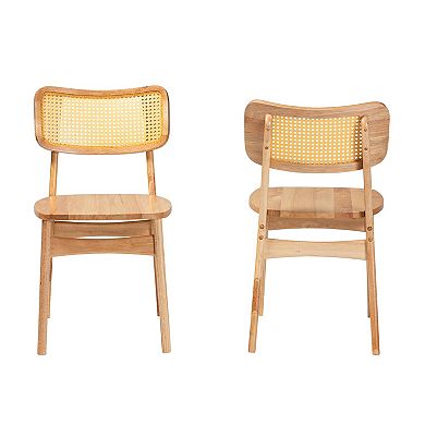 Baxton Studio Tadeo Natural Wood Dining Chair 2-Piece Set