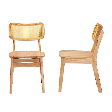 Baxton Studio Tadeo Natural Wood Dining Chair 2-Piece Set